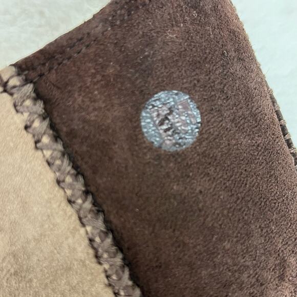 Merrell Suede Boots Mid Calf Winter Two Tone Faux Fur Lined 8 Brown - Picture 10 of 13